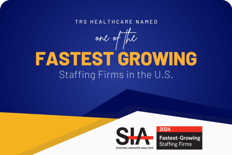 TRS Healthcare named one of the fastest-growing staffing firms in the U.S. graphic with SIA logo.