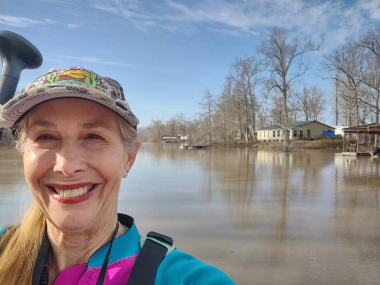 Rosemary Shepherd, RN, taking a selfie in front of a lake